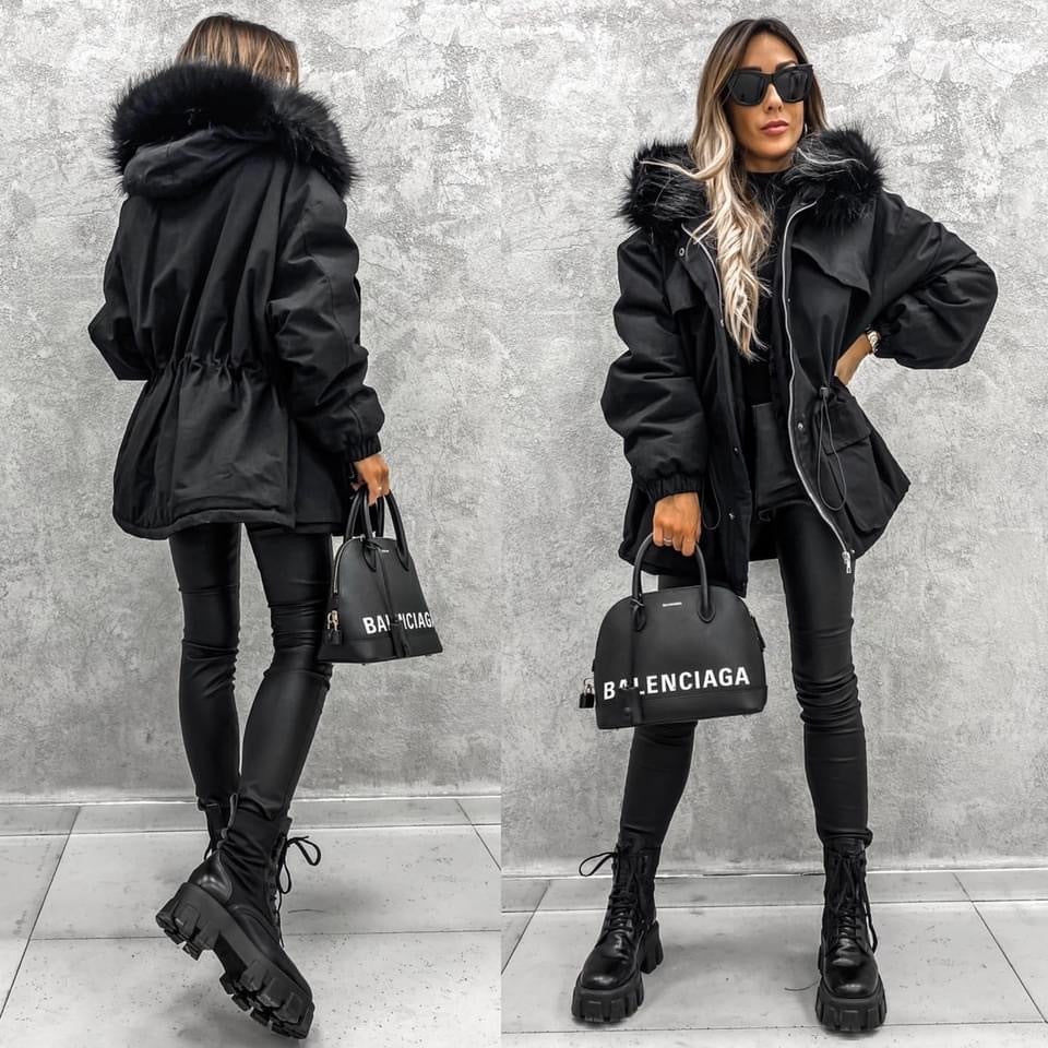 European And American Fur Collar Artificial Fur Parka